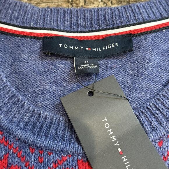 Tommy Hilfiger Sweater Womens Medium Snowflake Crewneck Pullover Wool Blend NEW - Picture 3 of 14